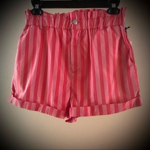 NWT Forever 21* Womens Striped Drawstring Twill Short* Size: S* Color: Coral